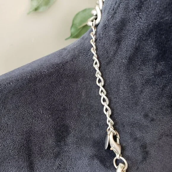 Womens Silver Tone Multiple Strand Chain & Beaded Necklace with Lobster Clasp - Picture 6 of 7